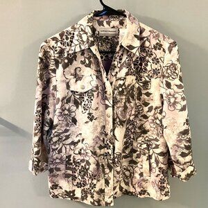 Alfred Dunner Women's Floral Soft Faux Suede Jacket Size 12 P